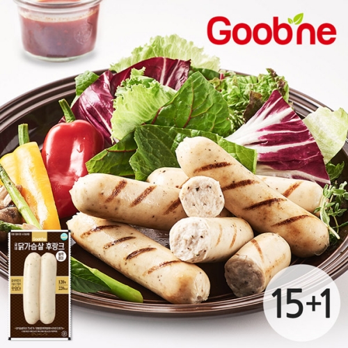 [굽네] 닭가슴살 후랑크 블랙페퍼 120g 15+1팩