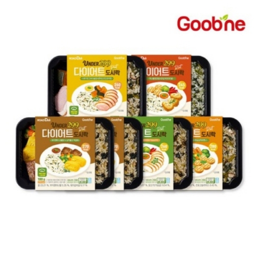 [굽네] 다이어트 도시락 5종 5팩 (납짝떡갈비1,훈제오리단호박찜1,한입귀리미트볼1,탱글갈릭비엔나1,매콤청양큐브1)