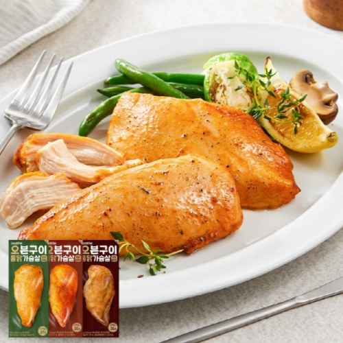 [굽네] 오븐구이 통 닭가슴살 3종 7팩 (오리지널3, 매콤바베큐2, 양념갈비맛2)