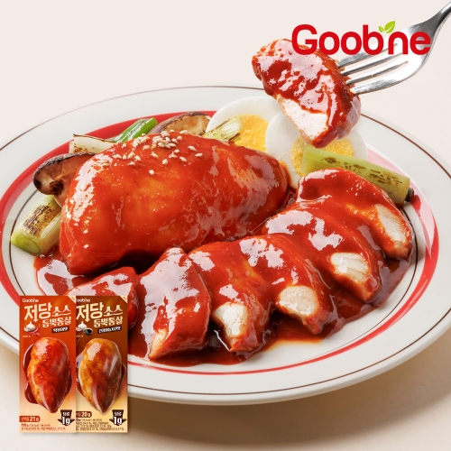 [굽네] 저당 소스듬뿍통살 2종 혼합 10팩 (떡볶이맛5, 간장마늘치킨맛5)