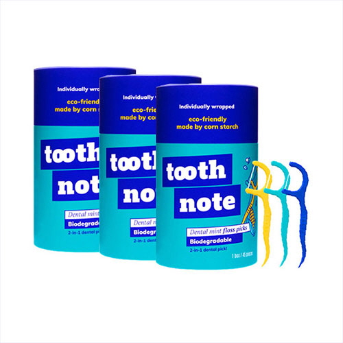 [투스노트] 덴탈 민트 일회용 치실 3통 (135개입)