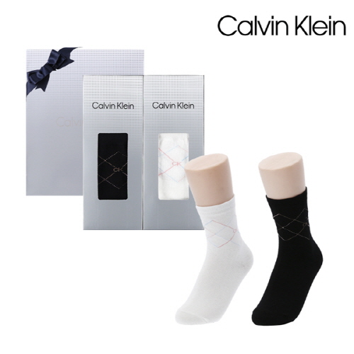 [만원의행복][캘빈클라인] 숙녀 아가일패턴 양말2족 세트(프리미엄라인)