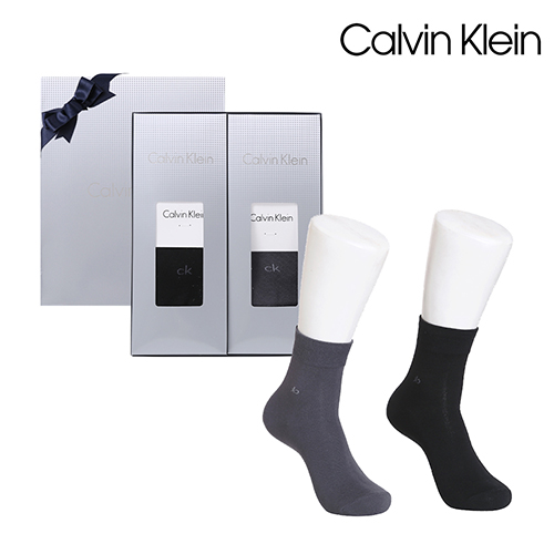 [만원의행복][캘빈클라인] 신사 중목양말 단색2족 세트(프리미엄라인)