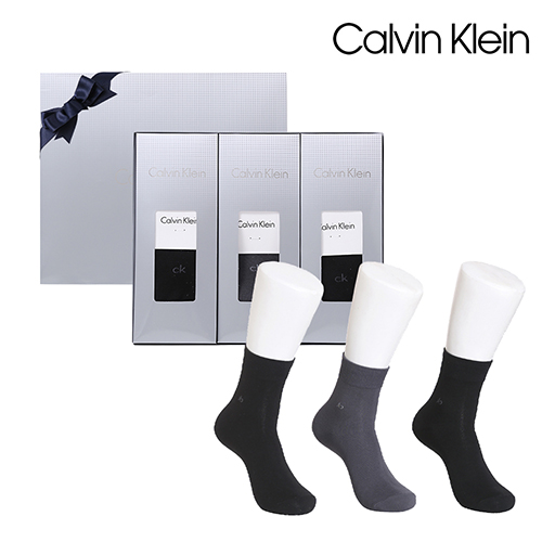 [만원의행복][캘빈클라인] 신사 중목양말 단색3족 세트(프리미엄라인)