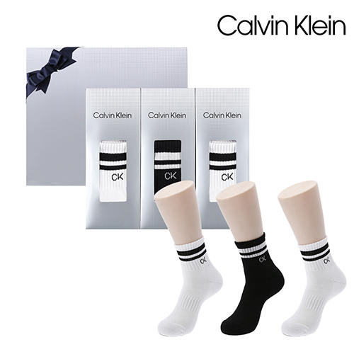 [만원의행복][캘빈클라인] 남성 캐주얼 스포츠 파일 양말3족 세트(프리미엄라인)