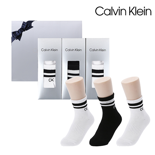 [만원의행복][캘빈클라인] 여성 캐주얼 스포츠 파일 양말3족 세트(프리미엄라인)