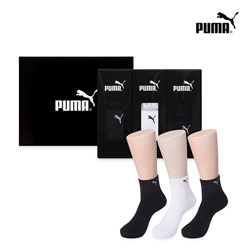 [만원의행복][퓨마] 남성 캐쥬얼 겸용 스포츠 중목양말 3족세트