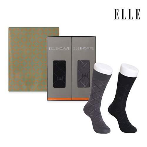 [만원의행복][엘르] 신사 다이아패턴 양말 2족세트