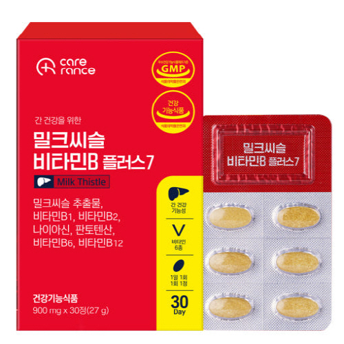 [케어란스] 밀크씨슬 비타민B 플러스7 900mg x 30정