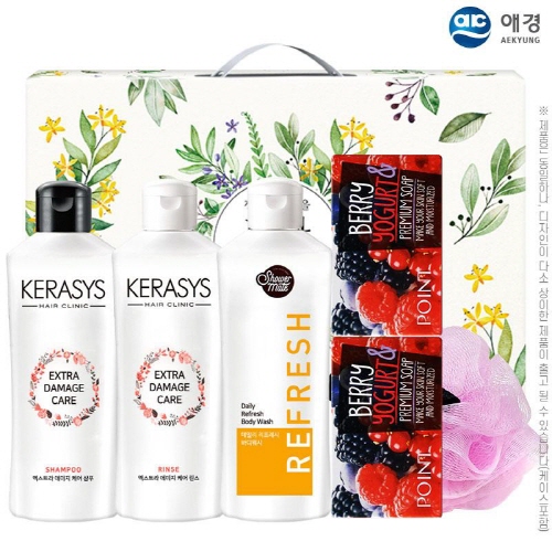[만원의행복] [AK] 애경 케라시스샴푸180용기 린스180용기 샤워메이트 포인트베리비누2P 샤워볼(6종)