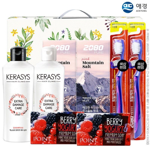[만원의행복] [AK] 애경 케라시스샴푸180용기 린스180용기 2080히말라야핑크솔트치약100g2P 포인트베리비누2P 2080토탈케어칫솔2P(8종)