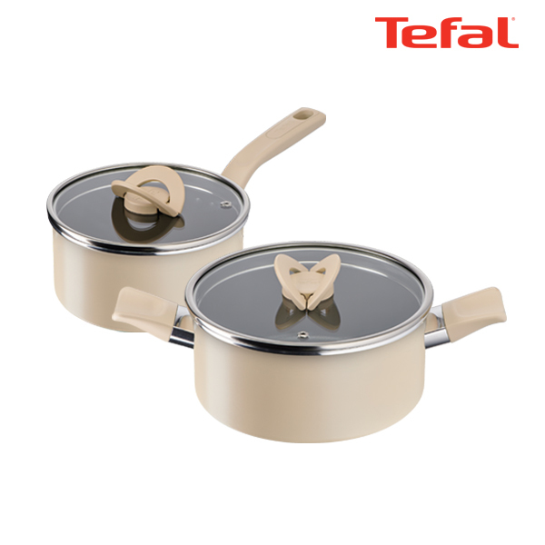 테팔 팬&냄비 인덕션 블라썸 베이지 2종세트 (편수냄비 18cm + 양수냄비 20cm)