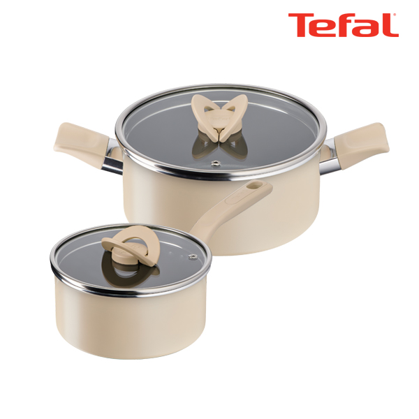 테팔 팬&냄비 인덕션 블라썸 베이지 2종세트 (편수냄비 18cm + 양수냄비 24cm)