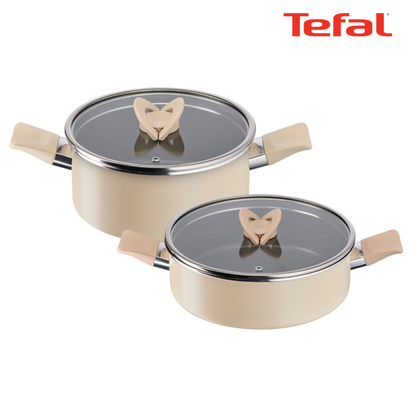 테팔 팬&냄비 인덕션 블라썸 베이지 2종세트 (양수냄비 24cm + 전골냄비 24cm)