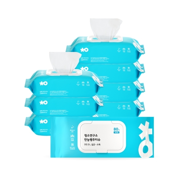 [청소연구소] 국내생산 살균소독 만능 행주티슈 (80매*8팩)