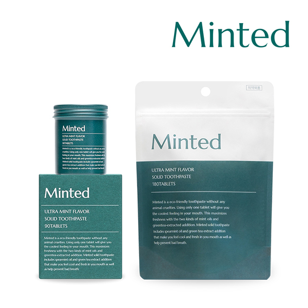 [민티드] 울트라민트 고체치약 기본형 90정+리필형 180정(4.5개월분)