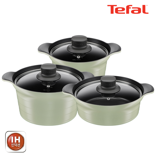 테팔 인덕션 티타늄 아로마 통주물 3종세트 (양수냄비 20cm + 24cm + 전골냄비 24cm)