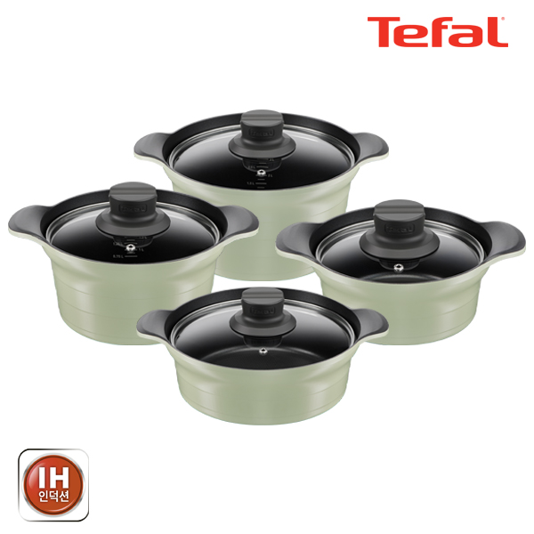 테팔 인덕션 티타늄 아로마 통주물 4종세트 (뚝배기 18cm + 양수냄비 20cm + 24cm + 전골냄비 24cm)