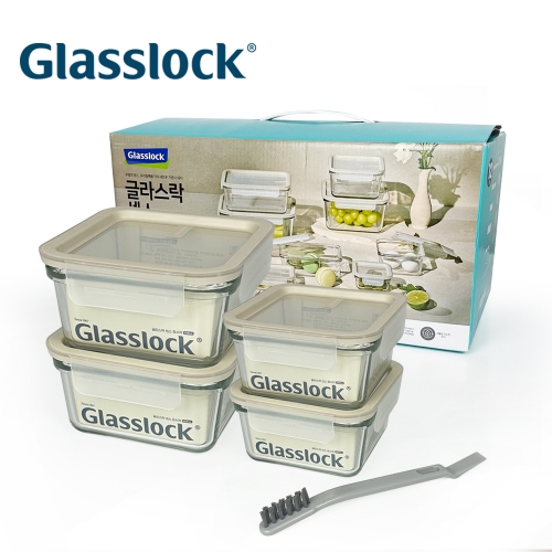 [글라스락] 센스 정사각 5조 세트(4조+세척솔1) FTRC-NS-00005