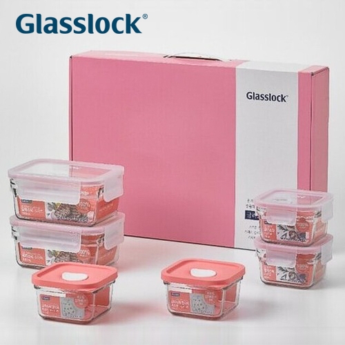 [글라스락] 스마트 혼합 6조 세트(핑크)