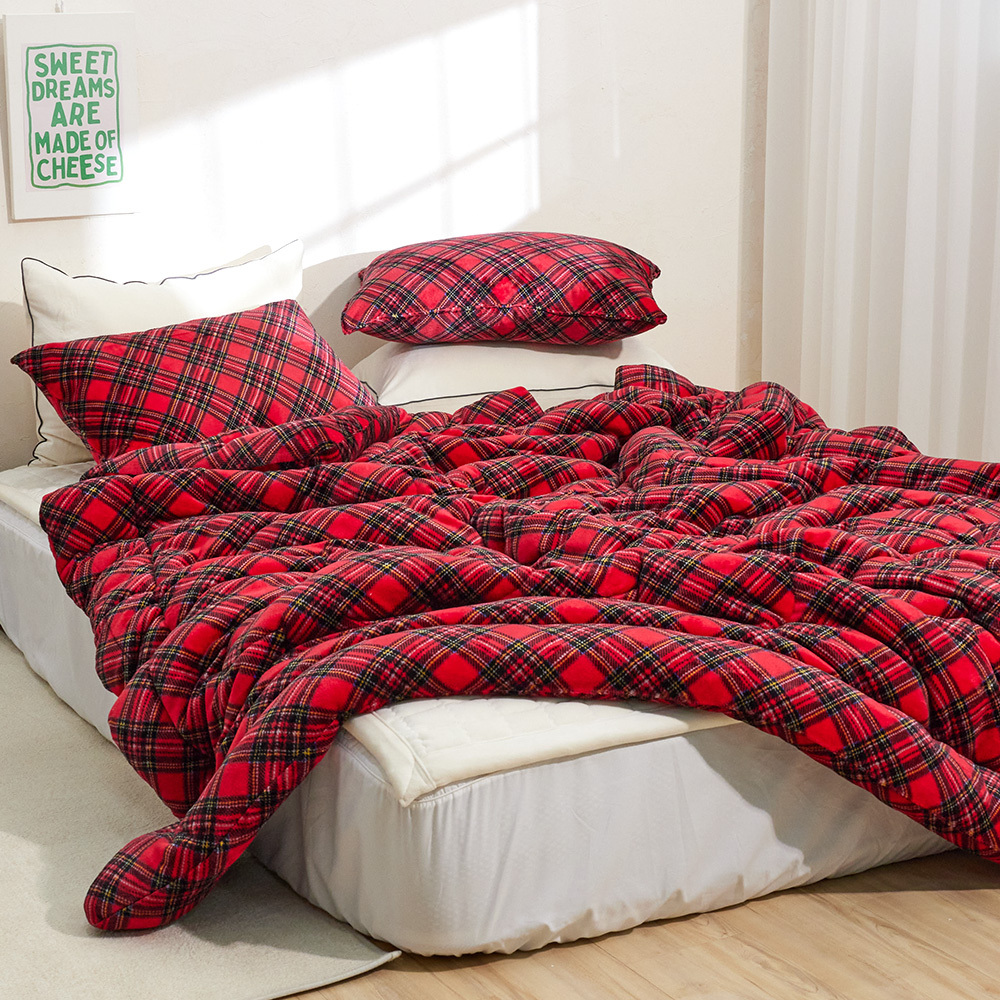 [Guy Laroche] 기라로쉬 체크 밍크극세사 침구 Q(레드)