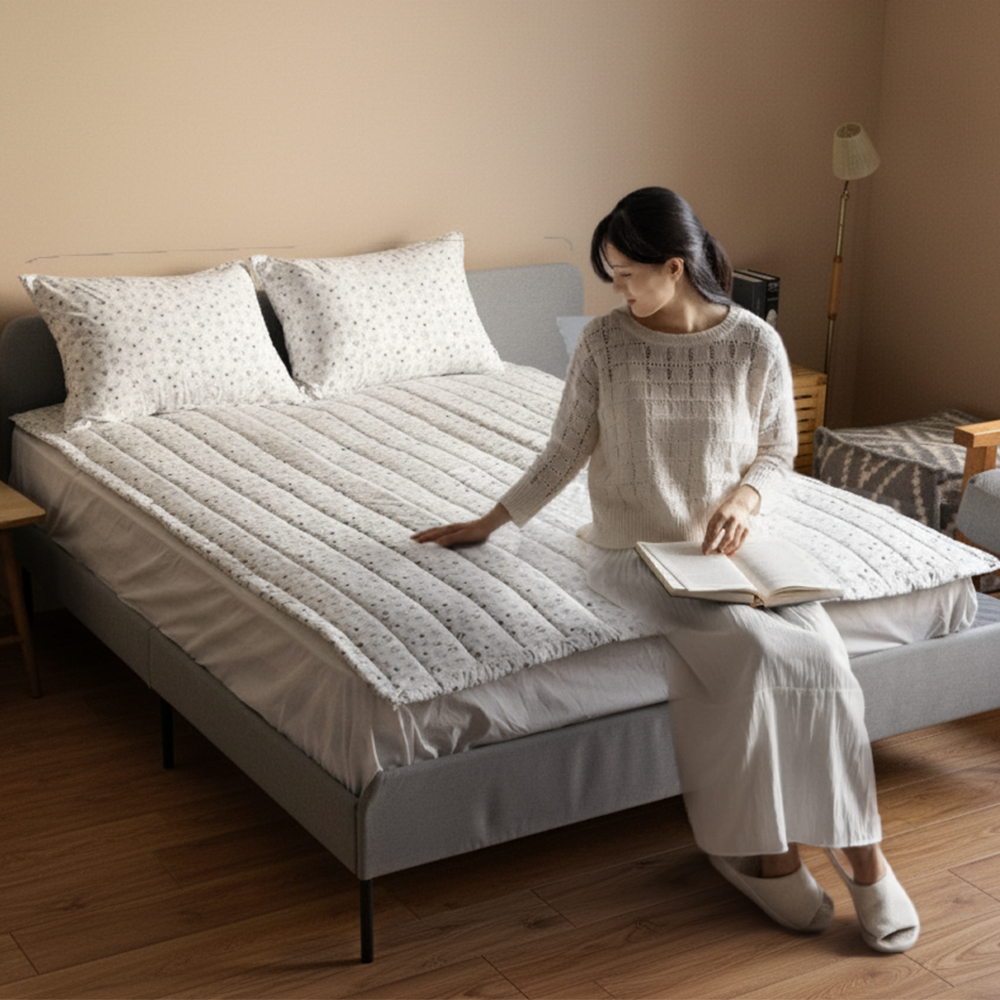 [Guy Laroche] 세미마이크로 화이트 가든 침구 세트 Q(이불+패드+베게커버2ea)