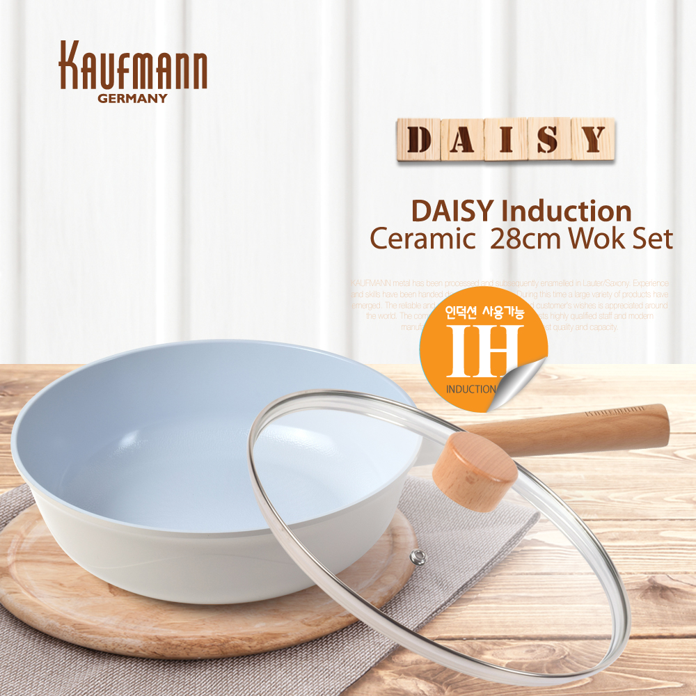 [카우프만] 데이지 인덕션 28CM 궁중팬 세트  KDIF-28WG