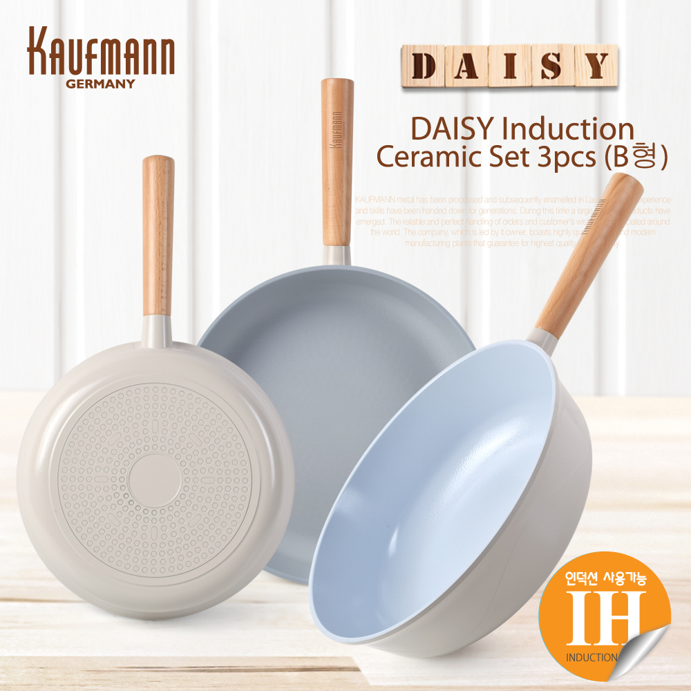 [카우프만] 데이지 인덕션 프라이팬 3P세트(B형)  KDIF-B3P