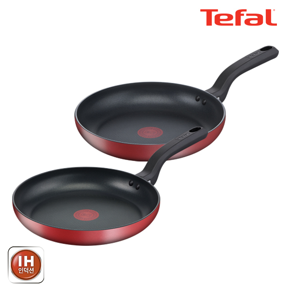 테팔 레드 딜라이트 인덕션 프라이팬 2종 세트 (프라이팬24cm + 28cm) 