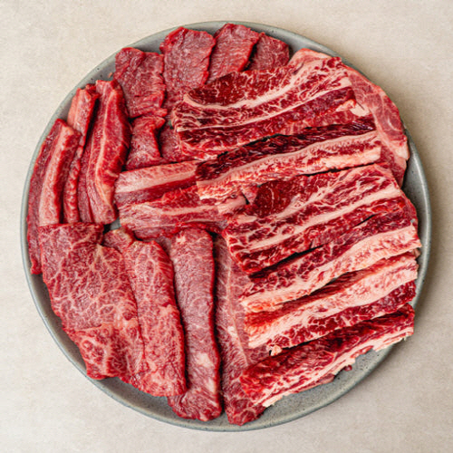 [진우담] 투뿔한우 1++ 등심한판 900g(등심 300g+특수부위300g+차돌 300g)