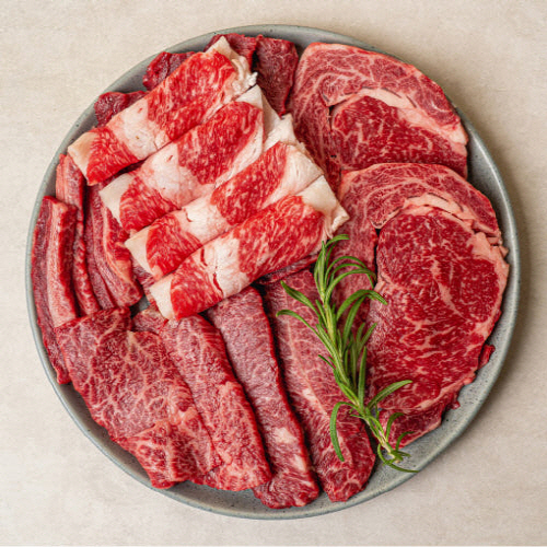 [진우담] 투뿔한우 1++ 등심한판 900g(등심 300g+갈비살300g+차돌 300g)