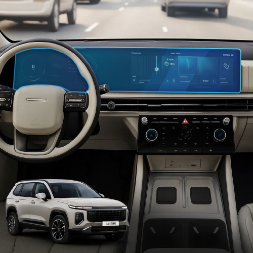 [픽셀아머] 네비게이션 디스플레이 풀커버 초고투명 보호필름 현대 싼타페 MX5